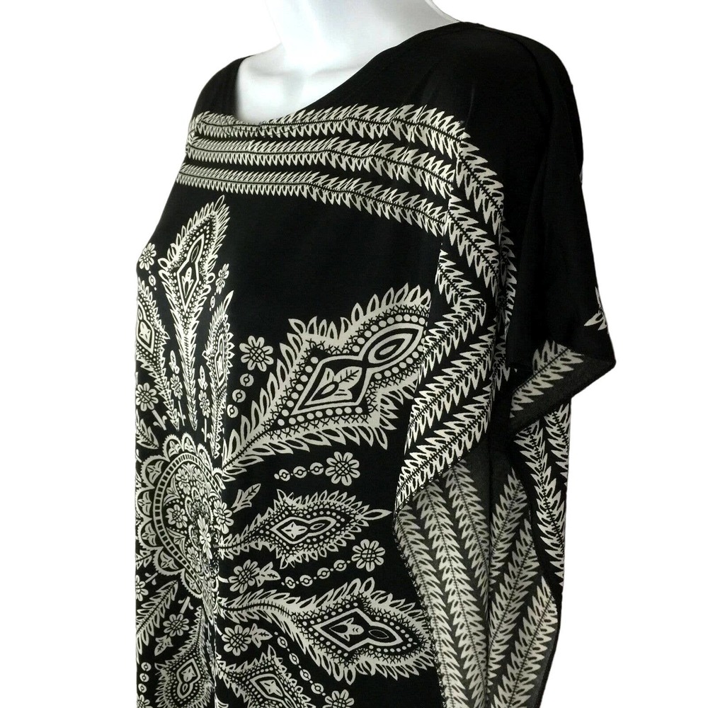 Cleo Blouse Women Size S/M Snowflake Pattern Stretchy Polyester Handkerchief Top